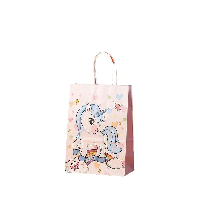 Custom Logo Wholesale Birthday Party Gift Bag Tote Bag Gift Wrapping Kraft Hand Paper Bag