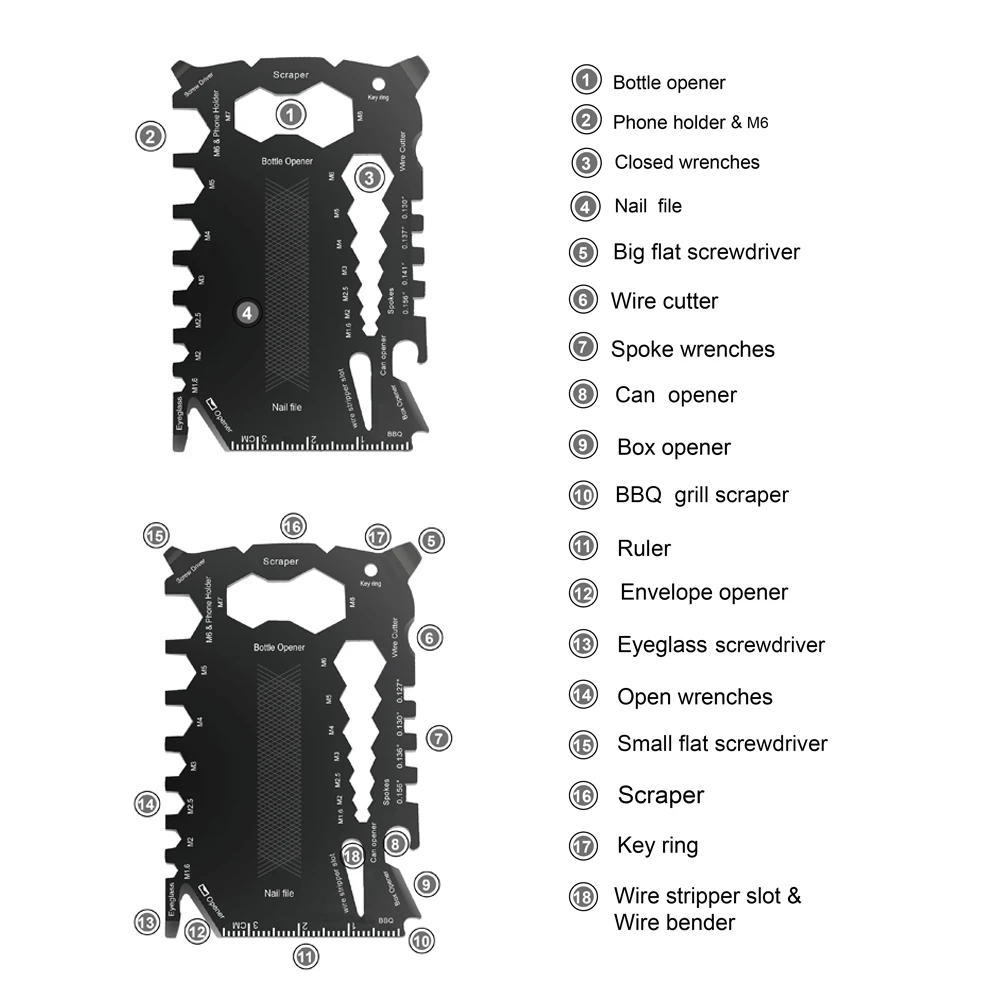 Outdoor Carabiner pocket knife,Multipurpose credit card tools,camping household hand tools sets
