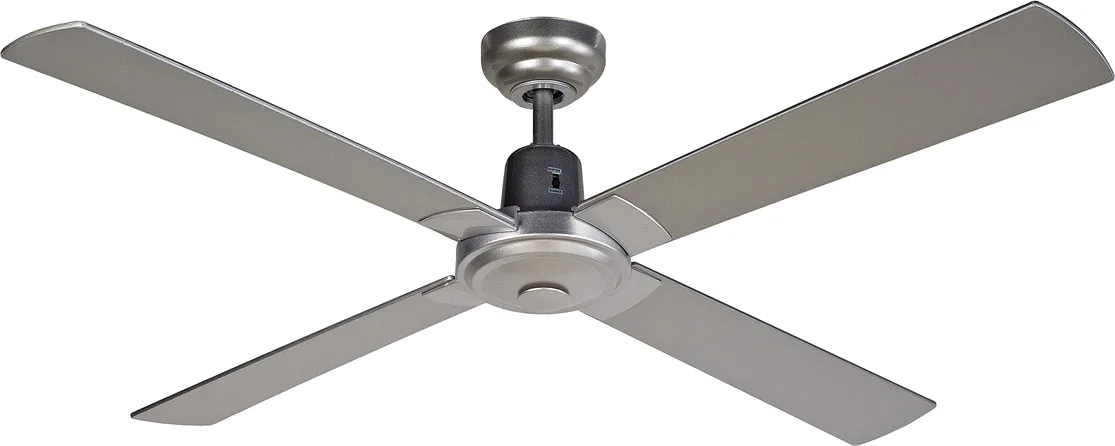 48 inch Modern Air Cooling Fan Flash Silver Industrial Ceiling Fan without Light, with 4 Plywood Blades, include Wall Control