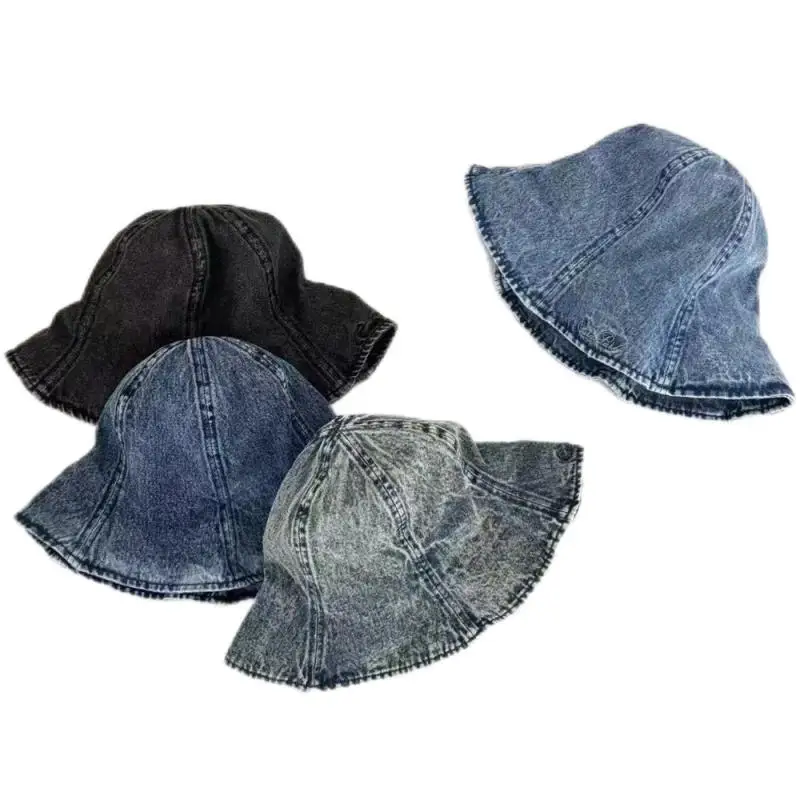 2024 new wide-brimmed outdoor leisure sun hat men and women are suitable for fashion embroidery washed cowboy bucket hats