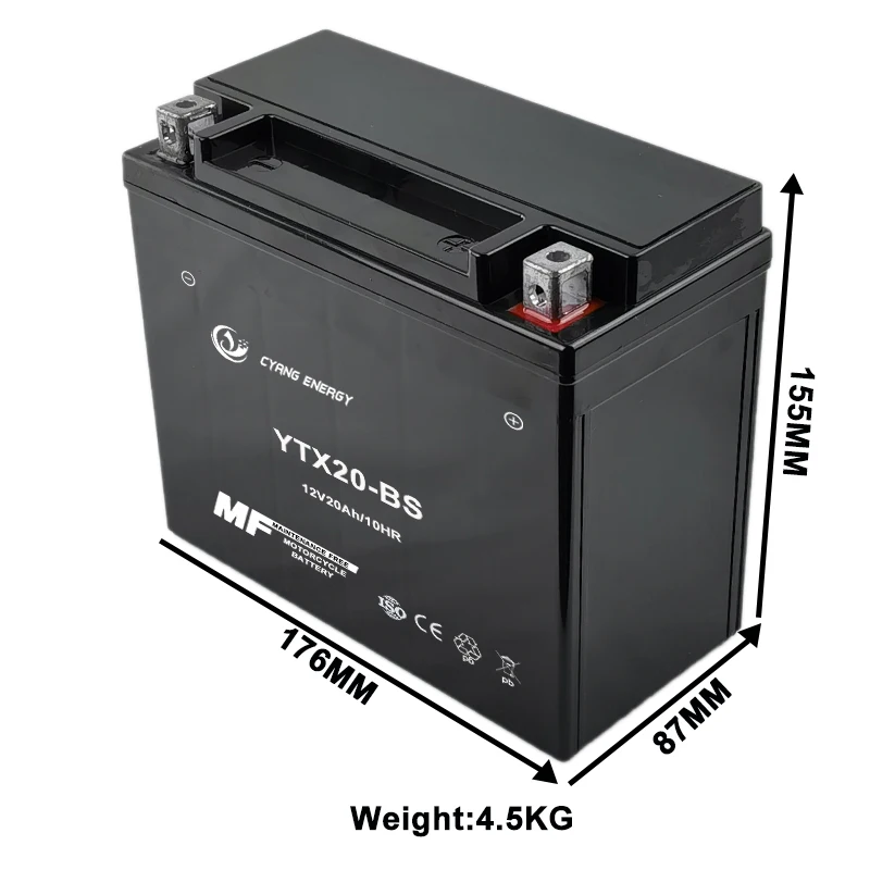 Индивидуальные YTX20A-BS 12V20AH свинцово-кислотный водонепроницаемый необслуживаемые MF батарея для