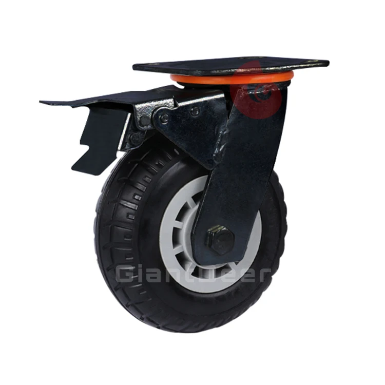 100mm 125mm 150mm 200mm Heavy Duty Rubber Swivel Plate Brake Castor Casters Wheel