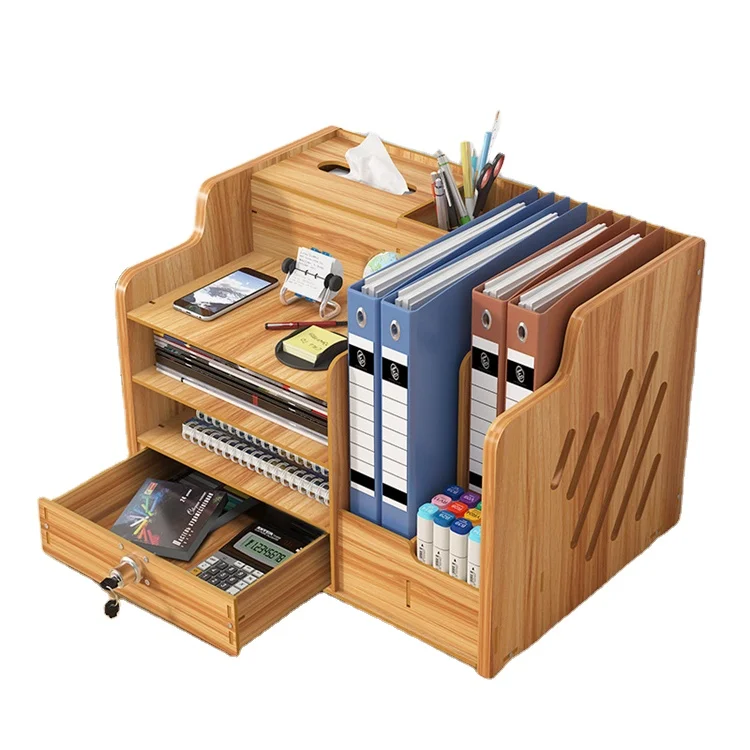 Tonsmile Best Selling Office Space-saving Desktop Organize Desk Accessories Wooden Desk Organizer