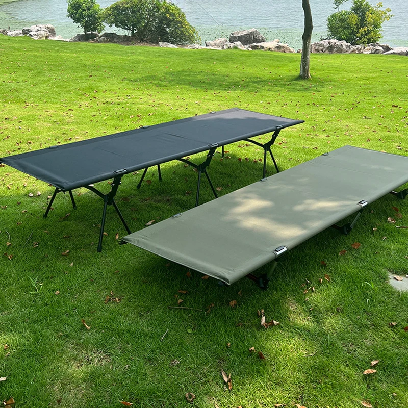 Outdoor Aluminium Folding Adults Camping Beds Single Simple Beach Bed Office Nap Folding Bed
