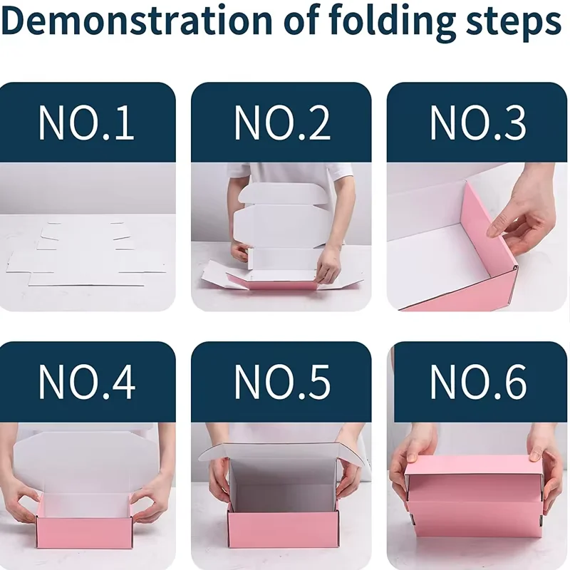 Custom Logo Pink Gift Shipping Box Small Corrugated Mailer Cardboard Boxes For Small Business Packaging With Logo