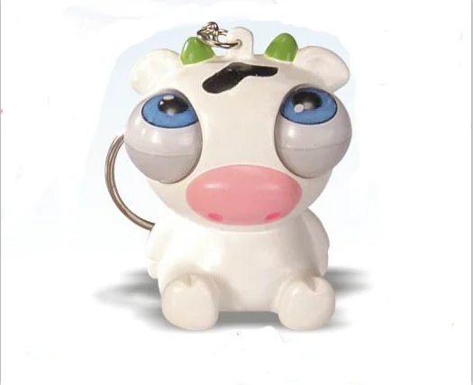 Funny animal rolling eye squeeze animal keychain with BB sound