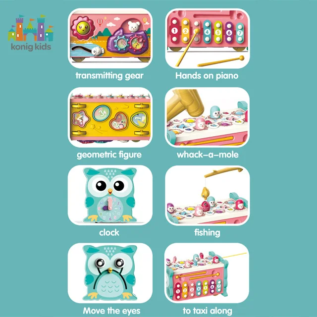 Konig Kids Whac Mole Fishing Toys Percussion Music Polyhedron Activity Cube Music Toys Hammers Kids Educational Toys