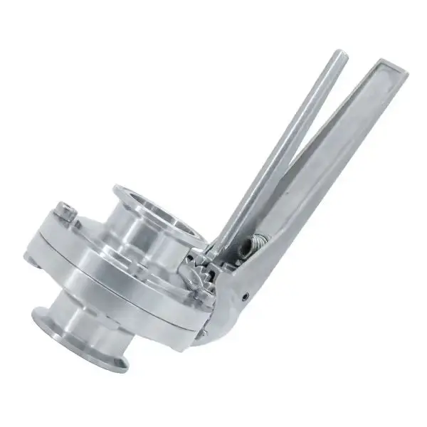 2-inch Three-Clamp Food Grade Stainless Steel Manual Drive Sanitary Butterfly Valve With Stainless Steel Handle