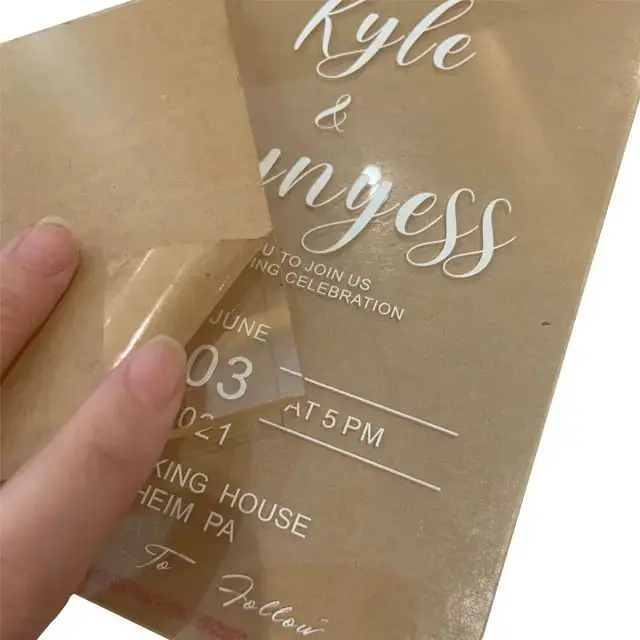 Chinese Factory Professional Card Custom Acrylic PVC Transparent Wedding Invitation Card