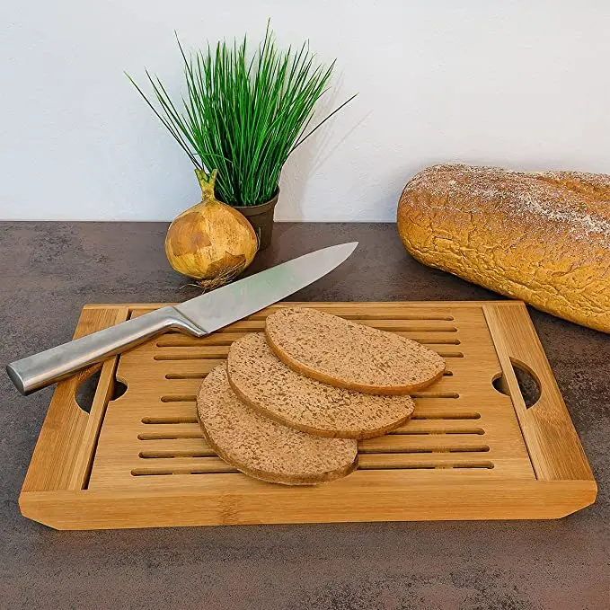 
Bamboo Chopping Board Kitchen Cutting Board With Bread Crumb Collector Tray 