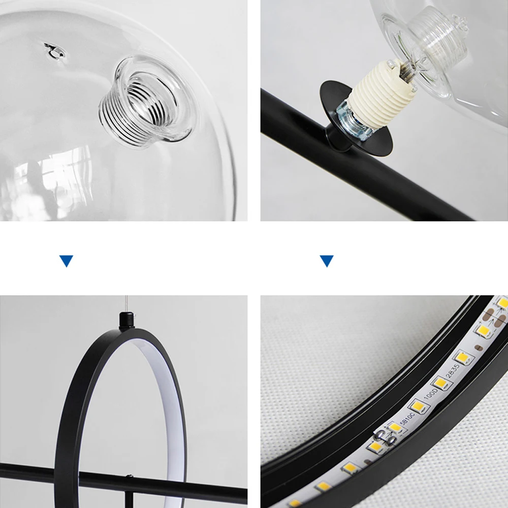 g9 led Postmodern Iron Glass Round LED Lamp LED Light.Pendant Lights.Pendant Lamp.Pendant light For Dinning Room