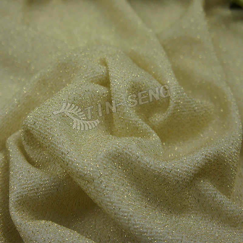 Gold Nylon Metallic Knitted Fabric for Garment Textile
