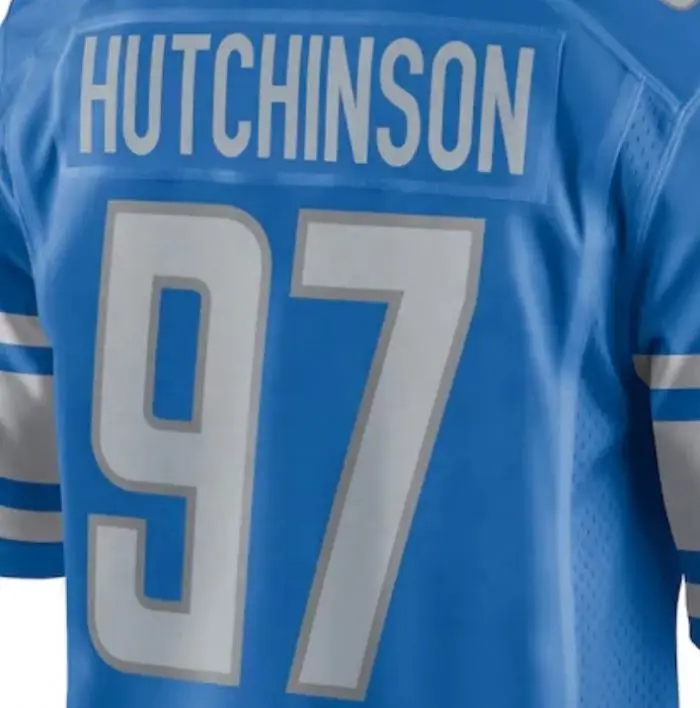 Ready to Ship Detroit Aidan Hutchinson Blue 2022 Draft Best Quality Stitched American Football Jersey