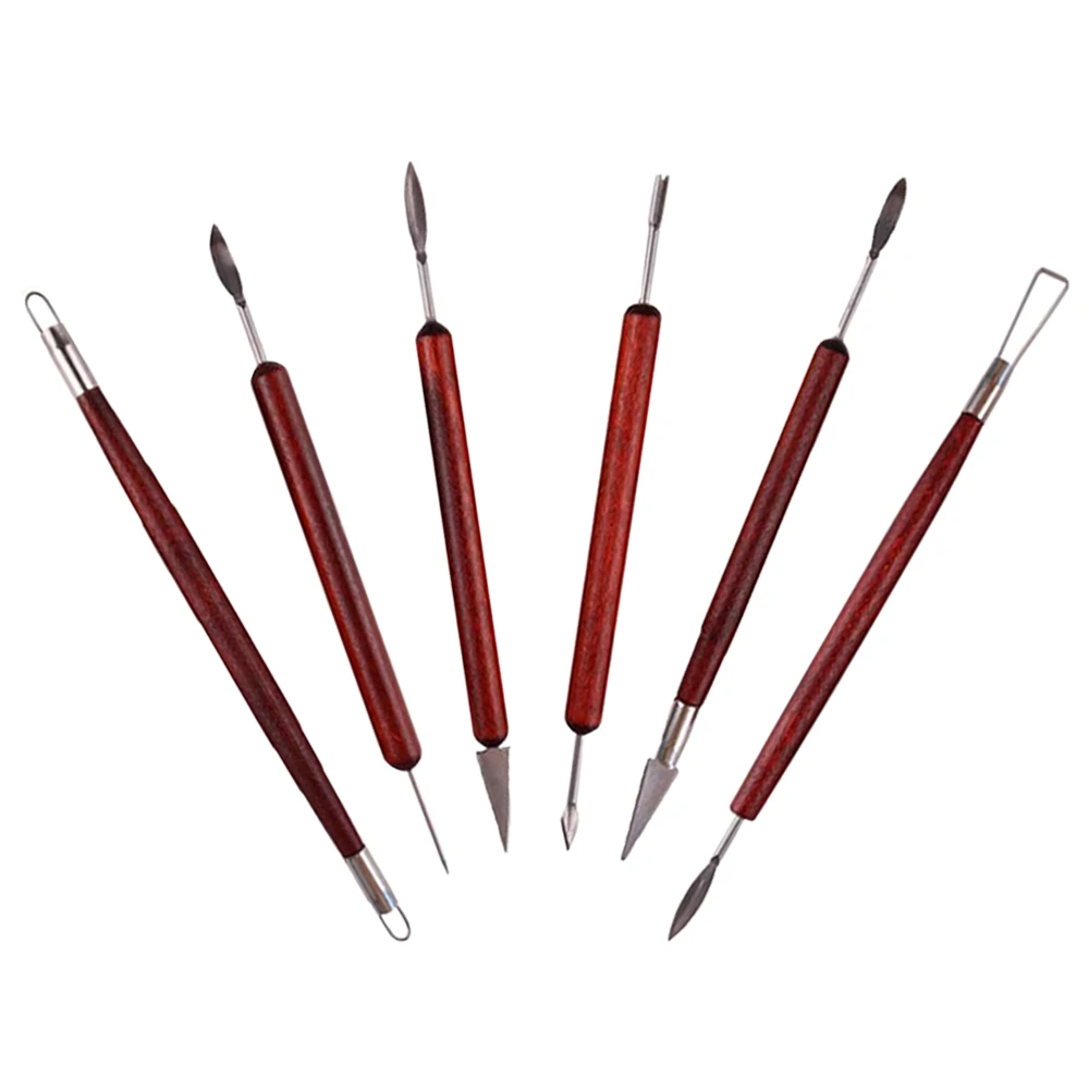 Factory Custom Clay Tools 6-Pieces Set Red Wood Clay Sculpture Carving Knife Art Pottery Tools for Pottery Ceramics Sculpting