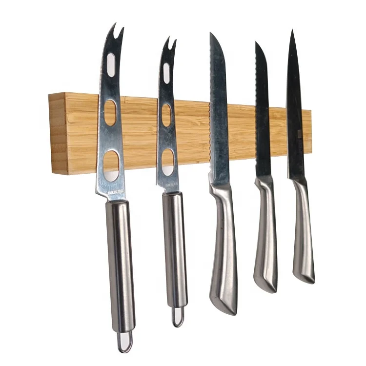 Eco Friendly Natural Healthy Bamboo Magnetic Knife Block Wooden Knife Stand Magnetic Knife Holder For Tools