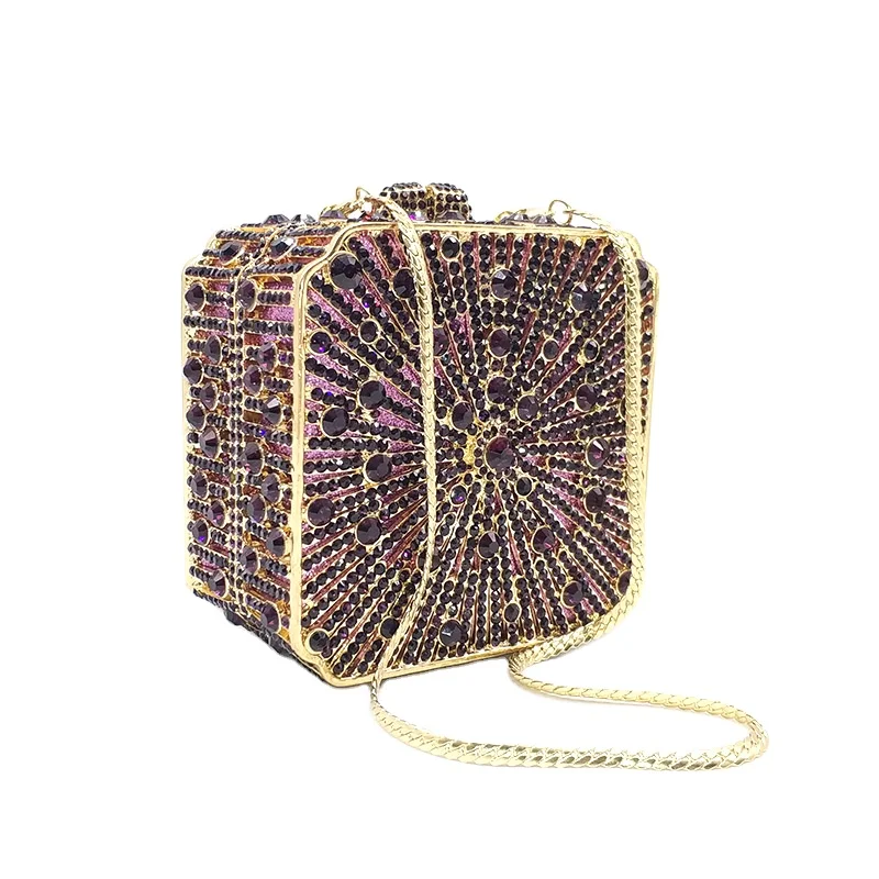 Drop shipping wholesale bridal wedding ladies party clutch purse hollow out good quality small square boutique crystal clutches