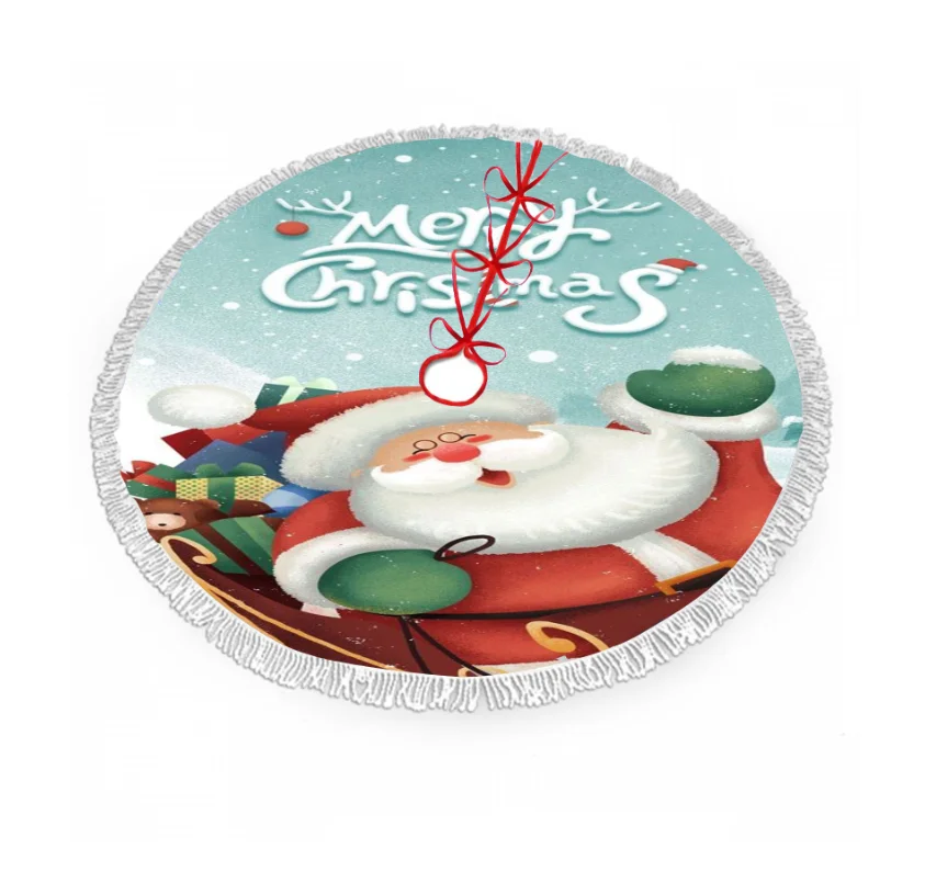 90cm Red Christmas Tree Skirts Carpet Tree Skirt Decor Christmas Decorations for Home New Year