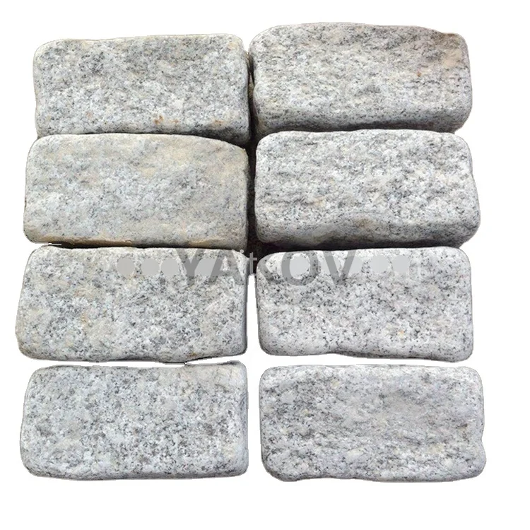 natural grey granite tumbled cobblestone cube stone pavers