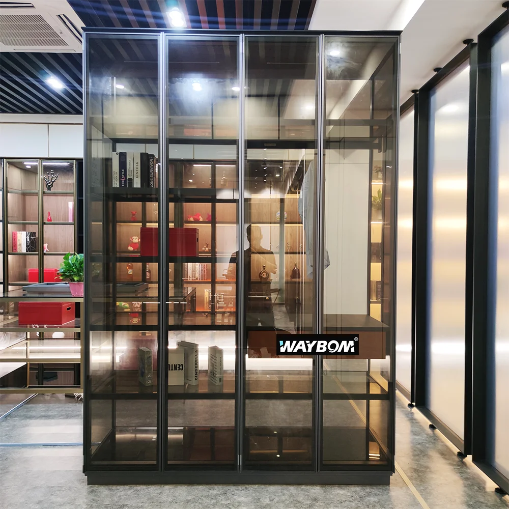 Hotel Modern Aluminum Glass Wardrobe Custom Color Cloakroom