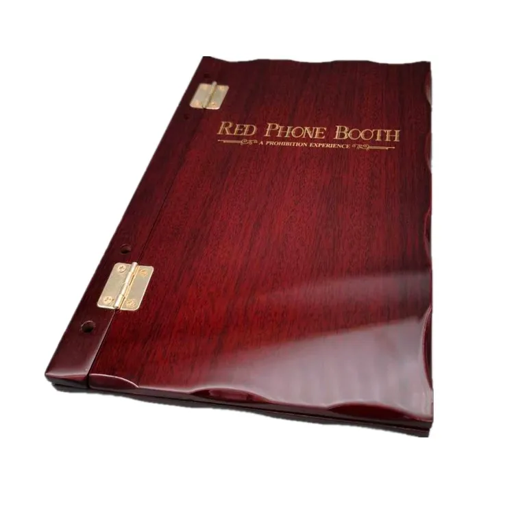 Check Presenter Restaurant Wooden A3/A4/A5/A6 Guest Menu Holder Bill Folder For Waiter