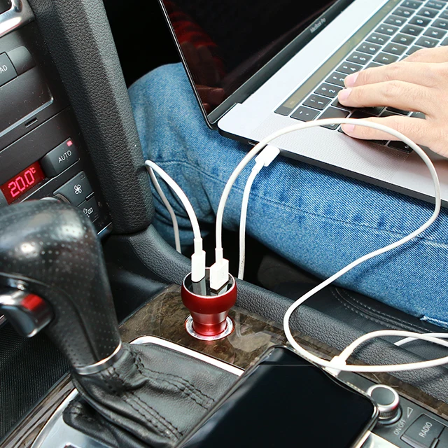  Алюминиевый материал Quick Charge 3 0 USB + кабель Type C порт автомобильное зарядное устройство для ноутбука и зарядки телефона