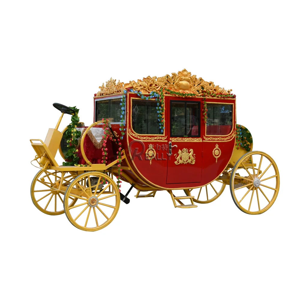 Royal Horse Carriage Cinderella Golden Carts Custom Victorian Design Sightseeing/Wedding Decorations
