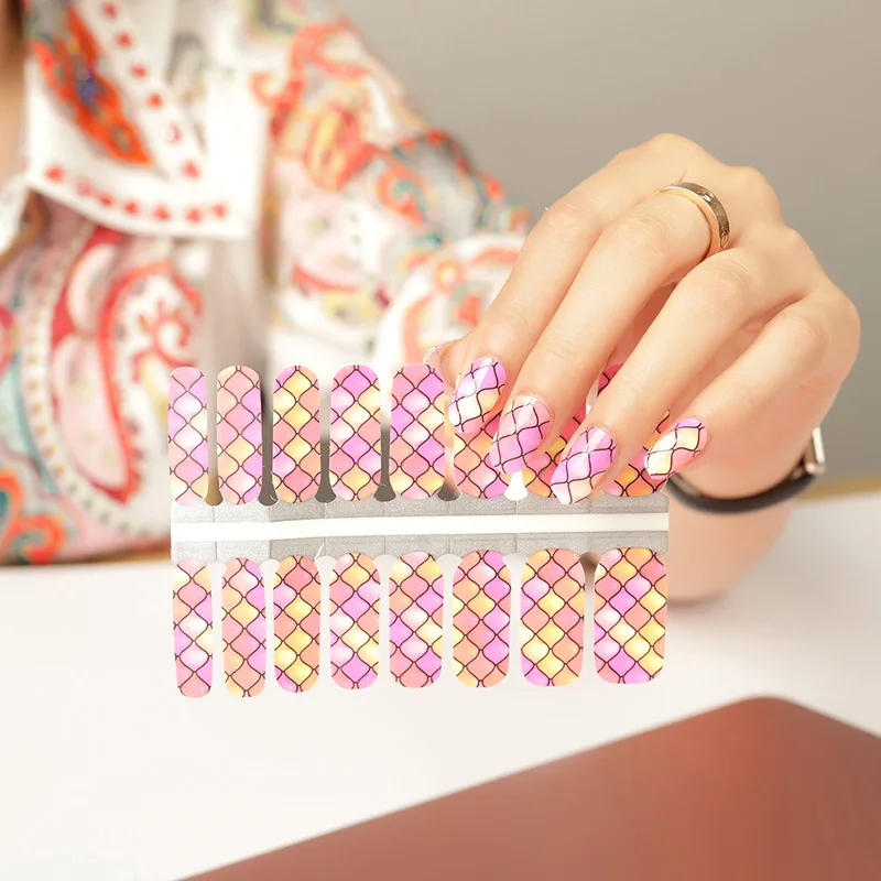 Custom 100% Real Nail Polish Sticker Professional Brand Logo Holographic Sticker Nails Letter Nail Sticker Printing Machine