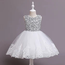 Girls Birthday Dresses Short Sleeve Sequin Princess Lovely Girl Party for 6 Years Old Baby Girls Dress Designs for Baptism Gown