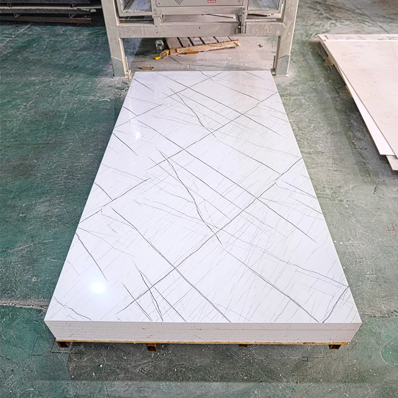 Easy Clean PVC Marble Sheet High Glossy Living Room Background Wall UV Plastic Wall Panel Glue Only Install Fireproof