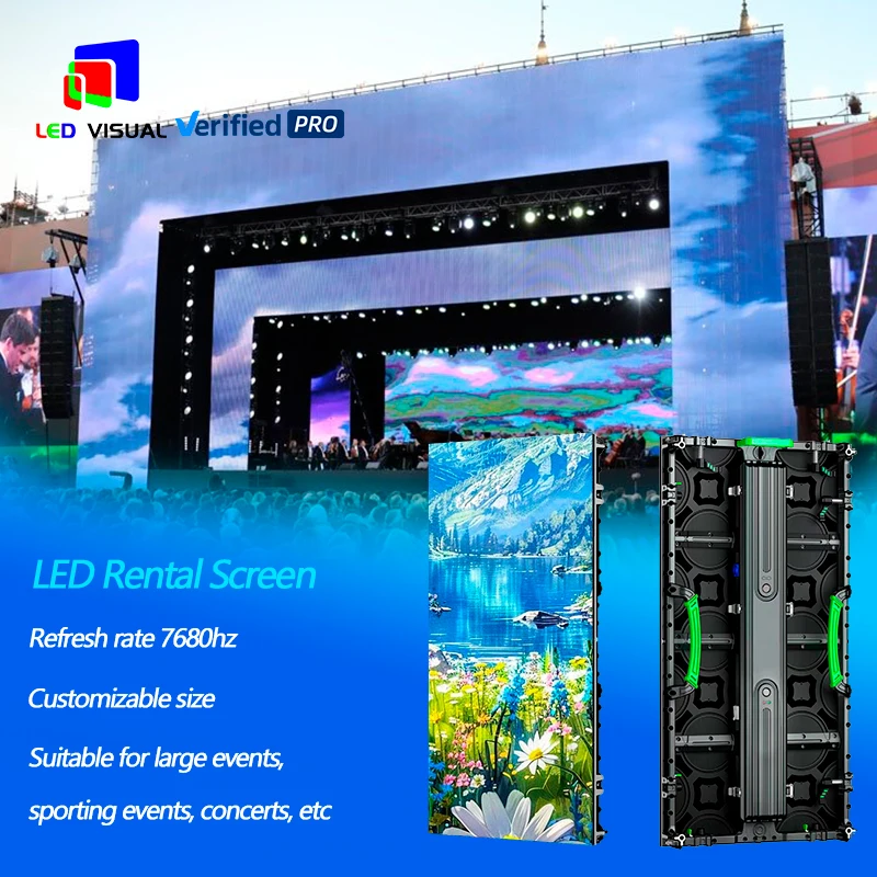 Outdoor 4K LED Display Screen 500x1000mm Video Wall Panels Complete System Concert Stage Rental Background P3.91 LED Video Wall