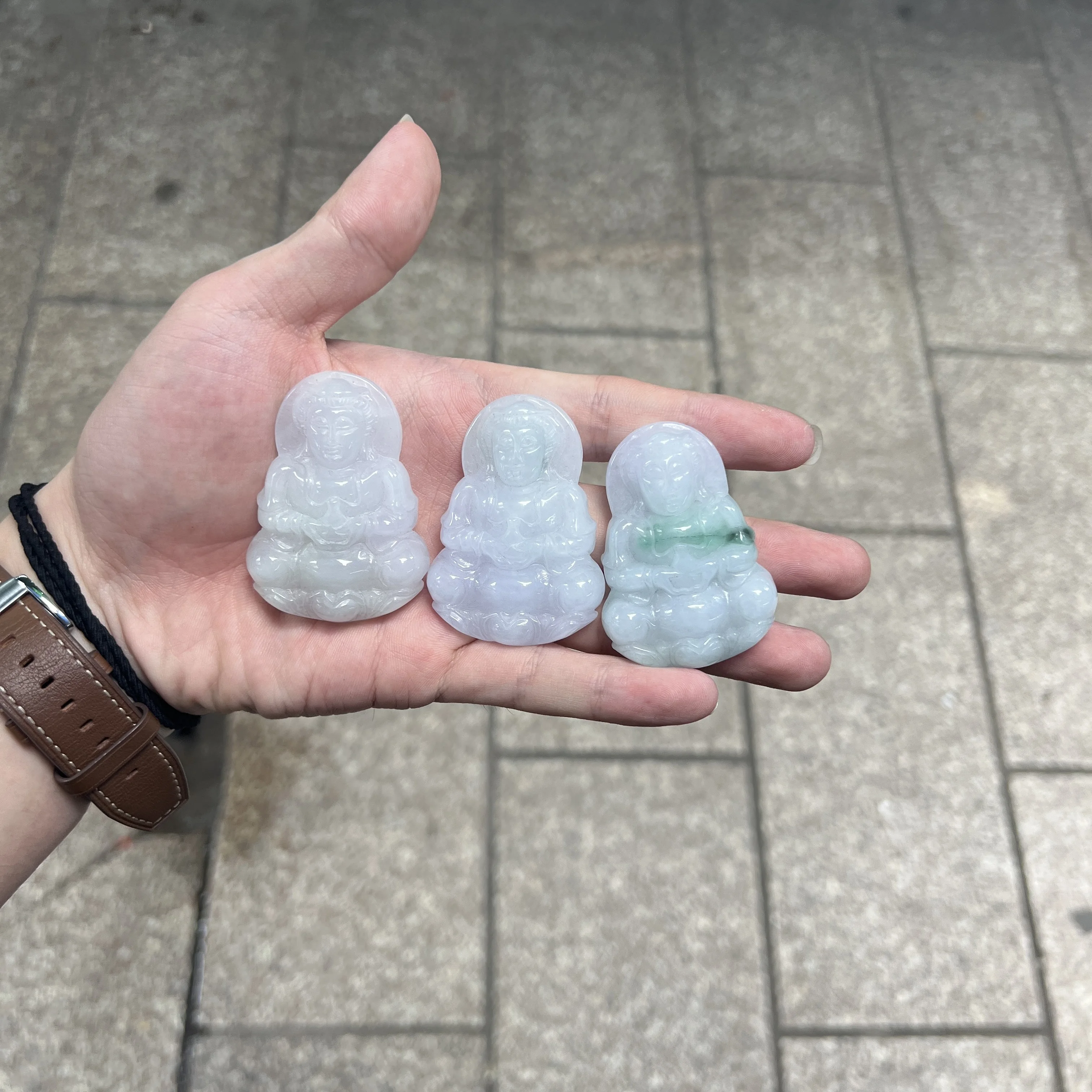 Wholesale Myanmar Bruma Jade Transparent Green Laughing Budda 35mm Carved Jade Pendant For Jewelry Pendent DIY Accessories