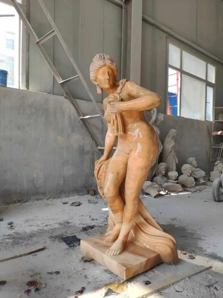 bathing woman statue/stone female statue/young girl stone statue