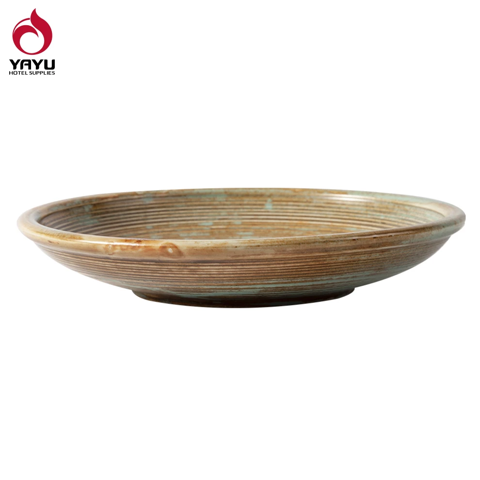 Professional factory arabian china deep brown vajilla de porcelana set pottery mexican kitchen tableware ceramic hotel plate