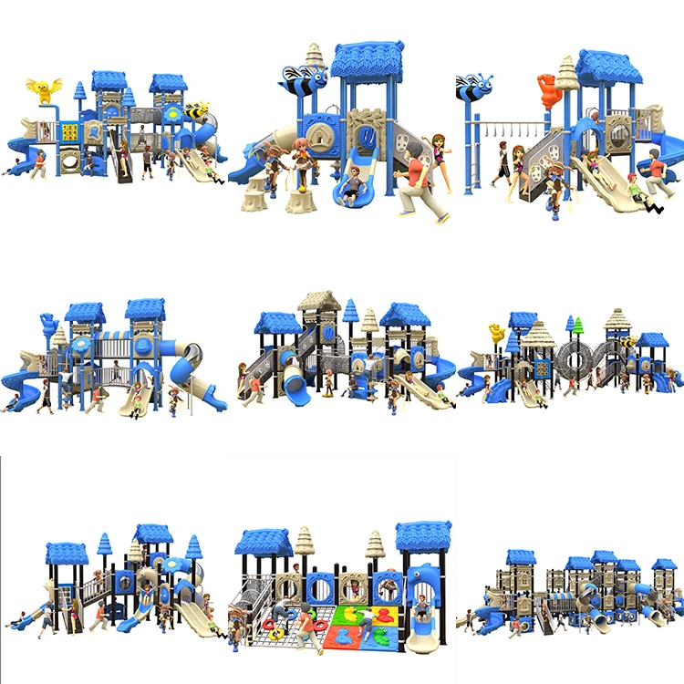 Garden Plastic Amusement Kids Play Games Commercial Park Equipment Slide Outdoor Playground For Kids