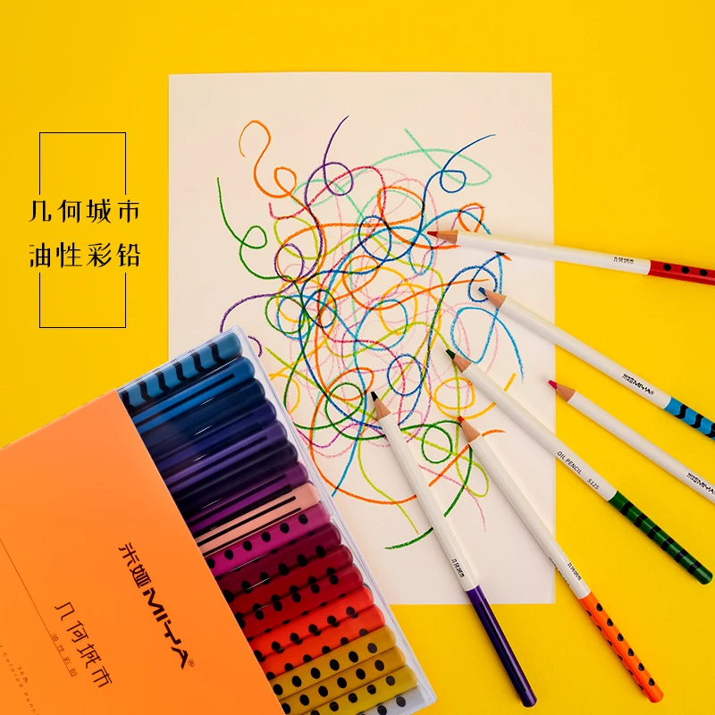 HIMI MIYA ARTIST  24COLORS GEOMETRY CITY OIL COLORED PENCIL STUDENT HOBBY