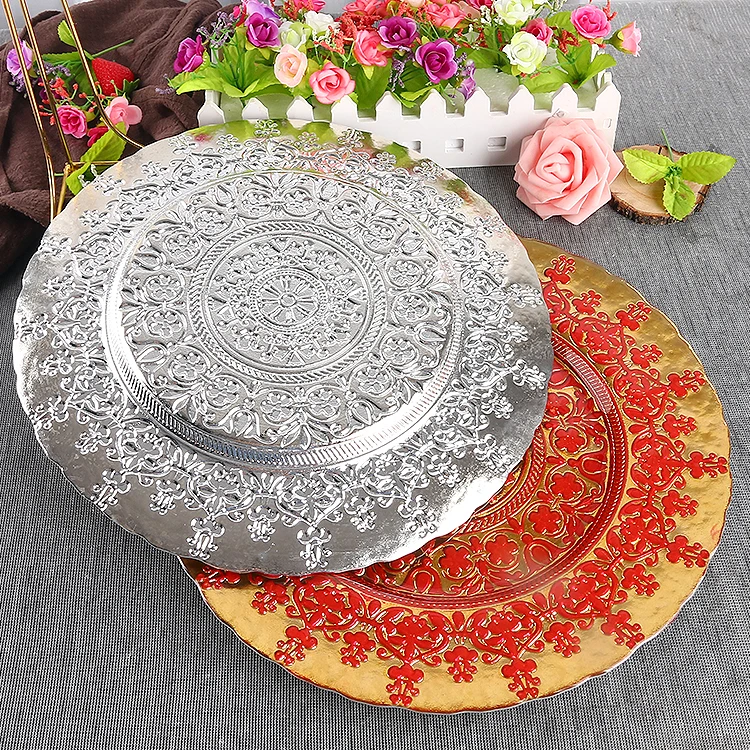 2021 new fancy design wedding charger plates party fashion dinning tableware glass plates for reception event