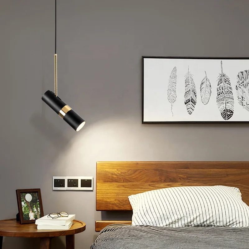 Small Pendant Lamps Gu 10 Spotlight LED Cylindrical Long Tube dimmable led downlights black