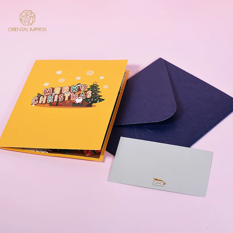 2024 Hot Sale 3D Merry Christmas Greeting Card Pop Up Christmas Wish Card