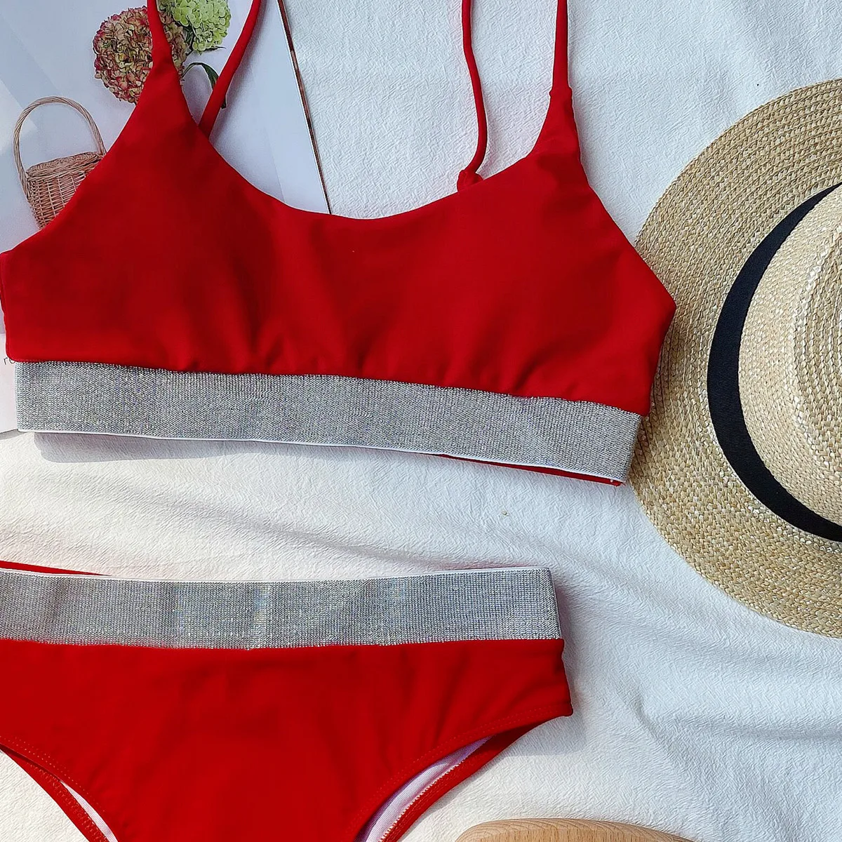 
Women Crop Top Short Shirt Skinny Sexy Women high Waist Knitted Tank Top For Women 2021 Wholesale Split Swimsuit Tankini 