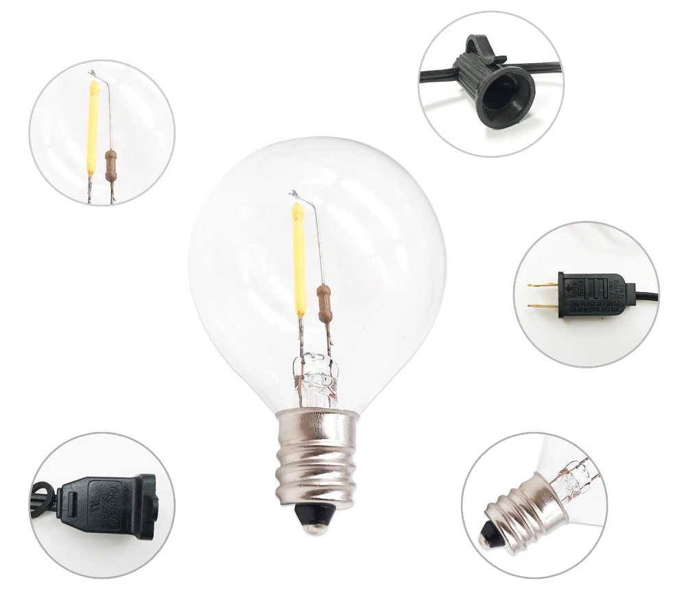 
Hot Sale Christmas lights led string Waterproof for beach restaurant fence g40 string lights 