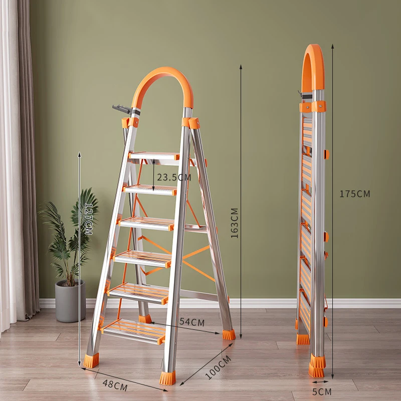 Factory Directly Multi Size Household Aluminum Ladder Folding Attic Household Step Ladder With Handrail