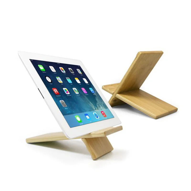 Natural Smart Bamboo Desk Charging Mobile Cellphone Holder Stand Table Bed