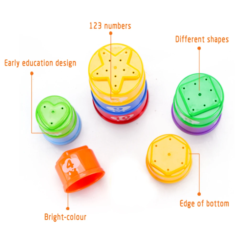 baby bath play early educational rainbow color cartoon animal cup stacking toy with light music