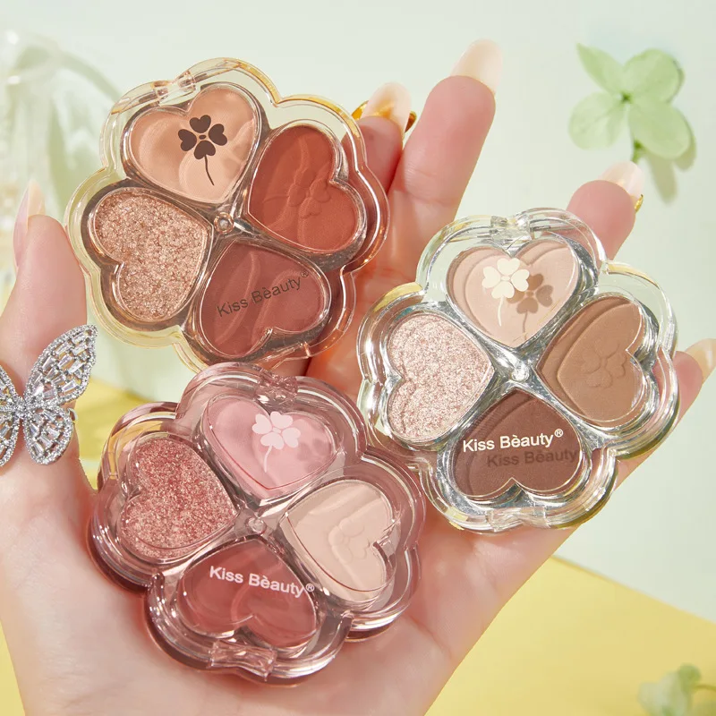 NEW Beauty Four leaf Clover Four color Eyeshadow Palette Earth Color Daily Makeup Matte Pearlescent Eyeshadow Nude Makeup