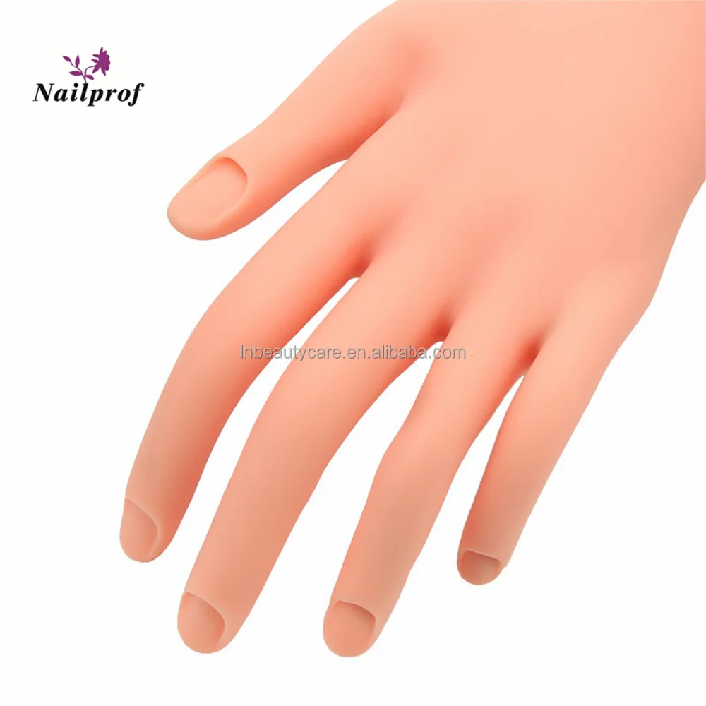Factory price! Nailprof. Wholesale Mannequin Practice Hand For Acrylic Nails Flexible Soft Plastic Training Nail Art Practice Hand