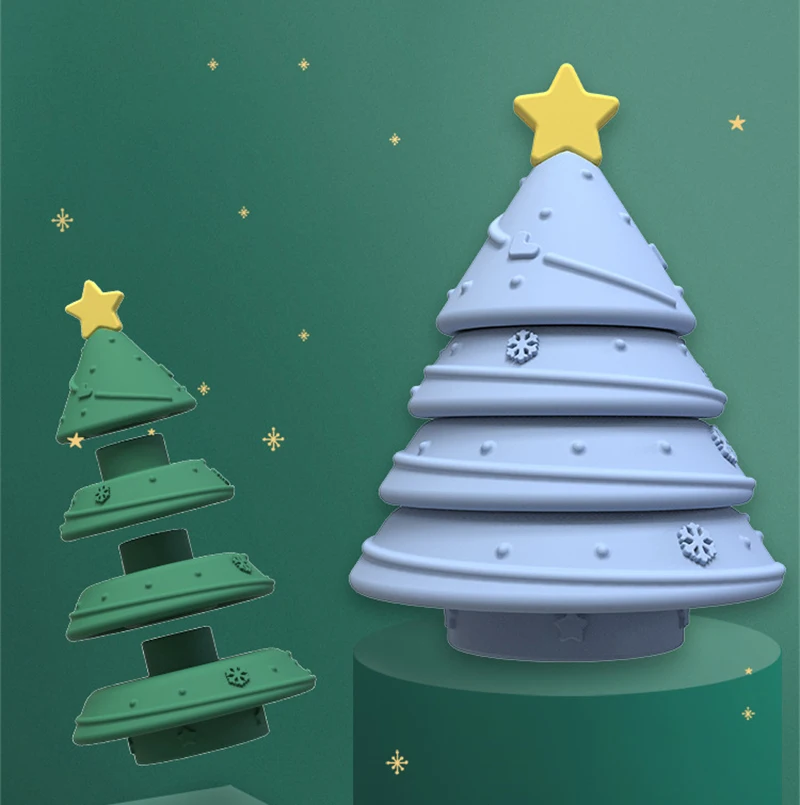 Baby Silicone Christmas Tree Design Building Blocks Educational Toy BPA Free Baby Jigsaw Stacking Puzzles Silicone Toy