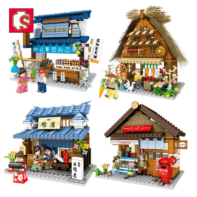 Sembo Block Assembling Diy Kit Bricks Dolls Street View Building Blocks City Sets Toy 601084 409PCS Japanese Style House