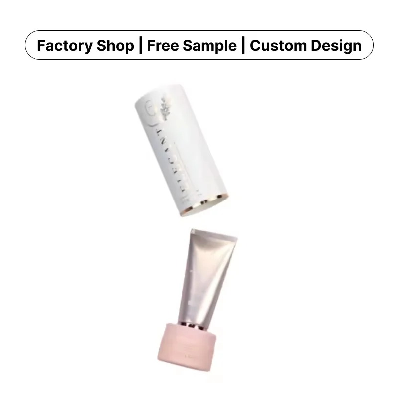 Eco-friendly Exquisite Eva Gold Stamping Custom Logo cardboard Paper tube With Pink lid For perfume Cosmetic packaging wholesale