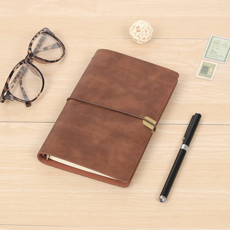 Retro bandage notebook a6 notebook soft leather loose spiral notebook imitation leather diary blank Kraft paper Journal Book