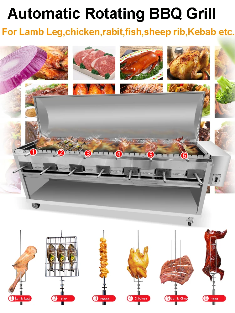 Wholesale outdoor trolley  rotary chicken grill automatic gas electric charcoal  kebab lamb   BBQ grills machine